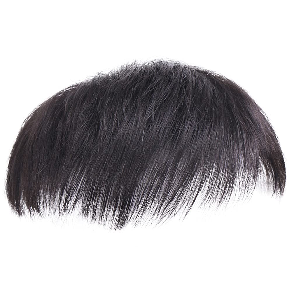 Real Human Hair Toupee for Men Soft Thin Skin Mono Lace Wig Hair Replacement Hair Pieces Natural Black for Covering Male Receding Hairline 13x17cm