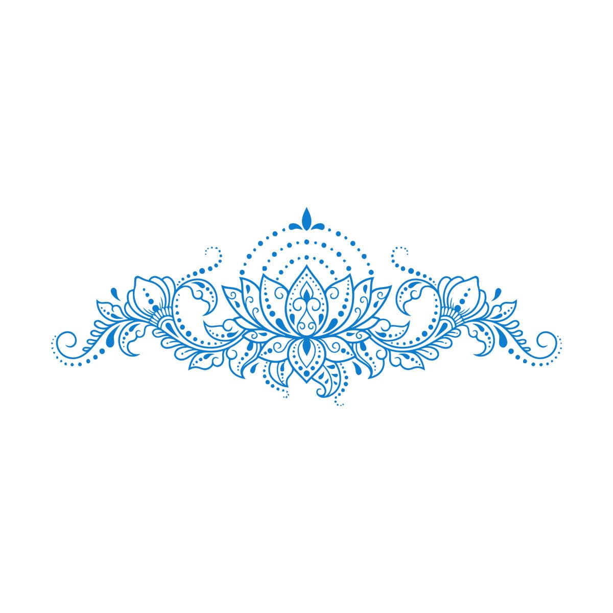 Lotus Flower Ornament Buddhism Yoga Mehendi Wall Decals 31.5x78.8cm Can Modify and add Information Large Blue