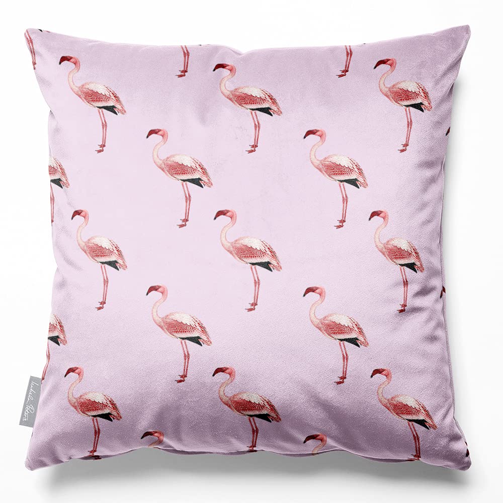 Izabela Peters Flamingos - Blush Pink Cushions With Covers Included, Filled Cushion, Eco-Friendly Velvet Cushions, 45 Cm, Chair Cushions, Sofa Cushions, Seat Cushions, Large Cushions
