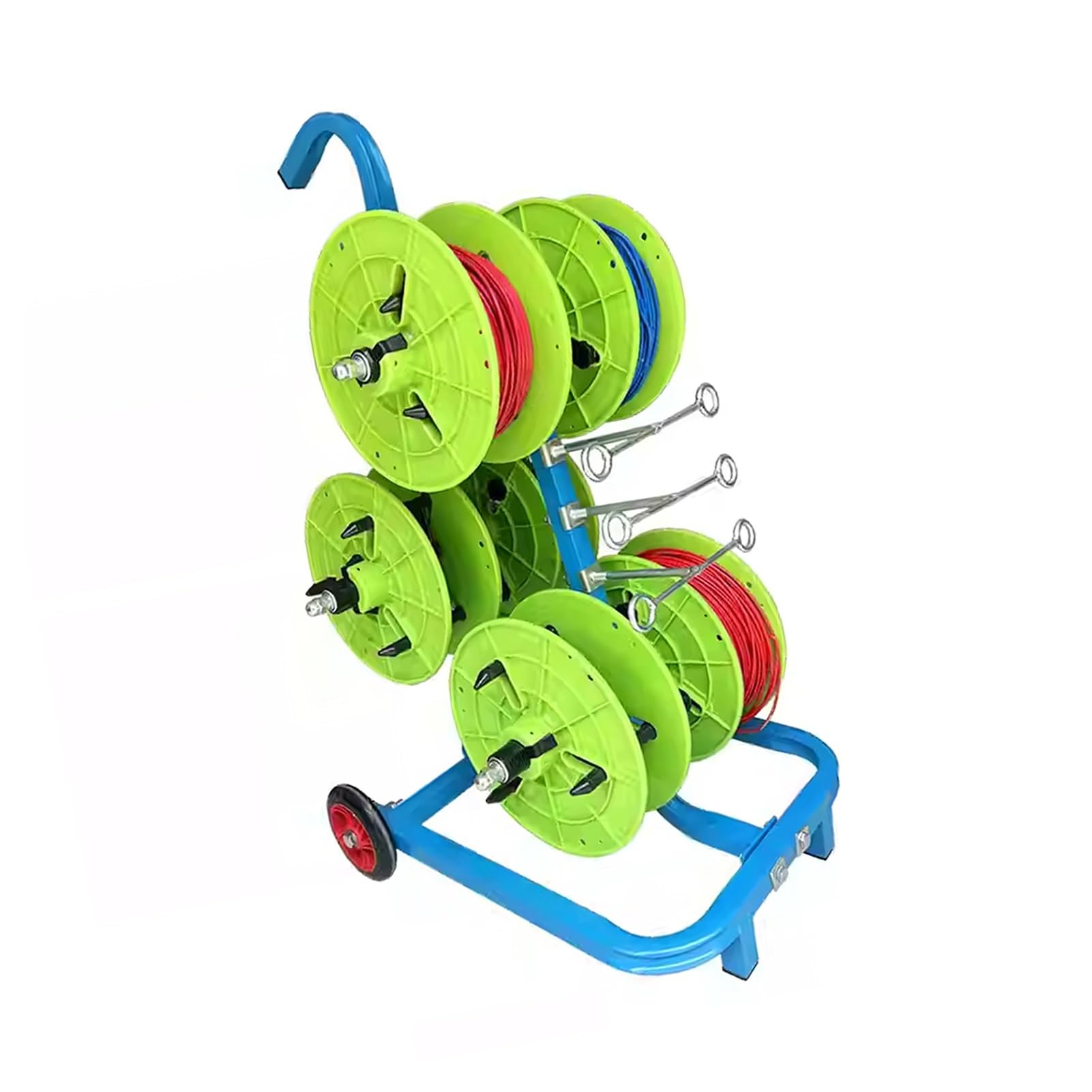 WDSOPK Wire Spool Rack,Multi-Spool Wire Rack Dispenser,5/6 Rods Heavy Duty Wire Spool Cart,for Ribbon Filament Automotive Wiring Storage (Green Style2)
