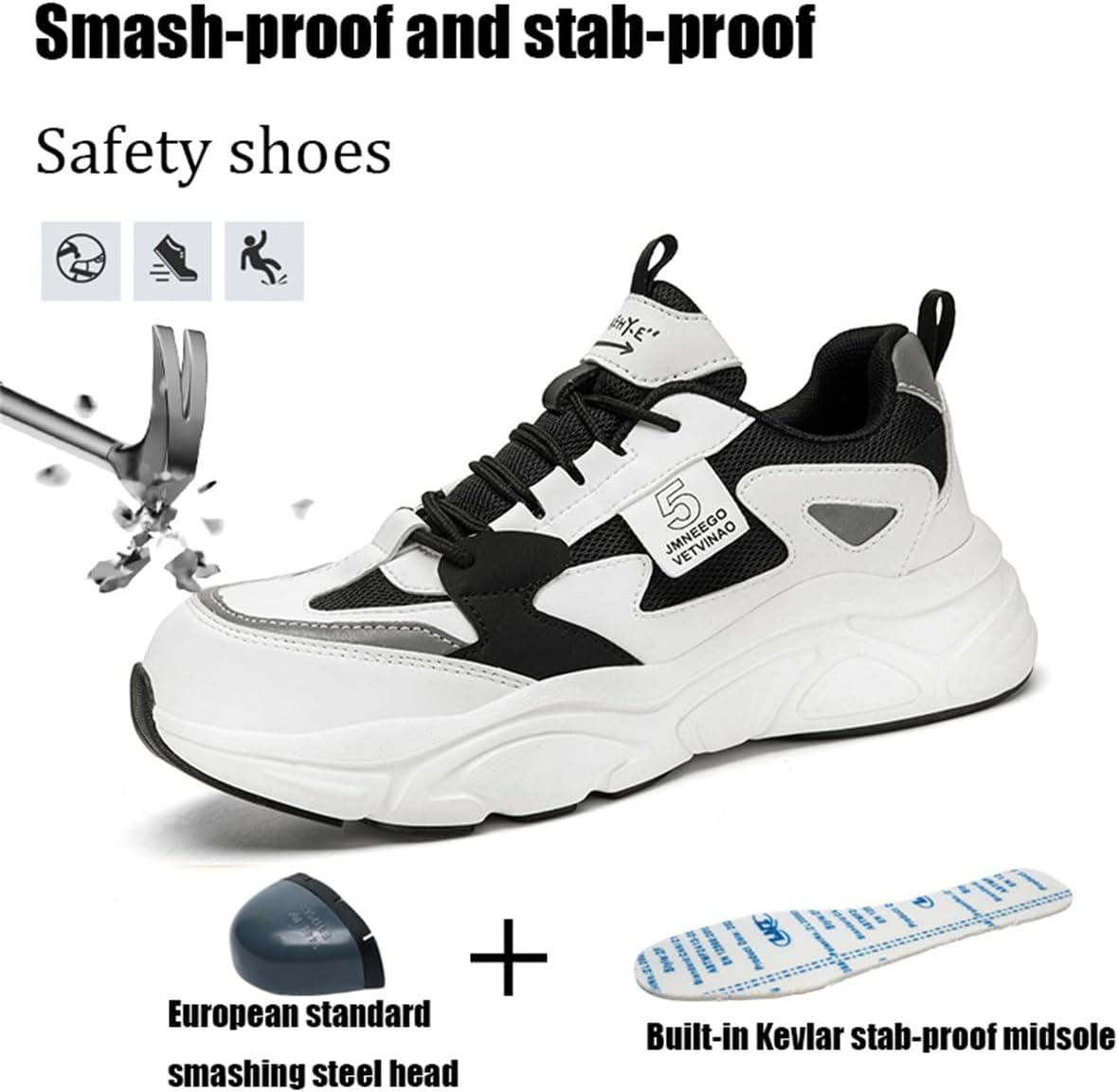 AUXDIQ Veiligheidstrainers voor dames, stalen neus, sneakers, lichte AUXDIQ Veiligheidstrainers voor dames, stalen neus, sneakers, lichte