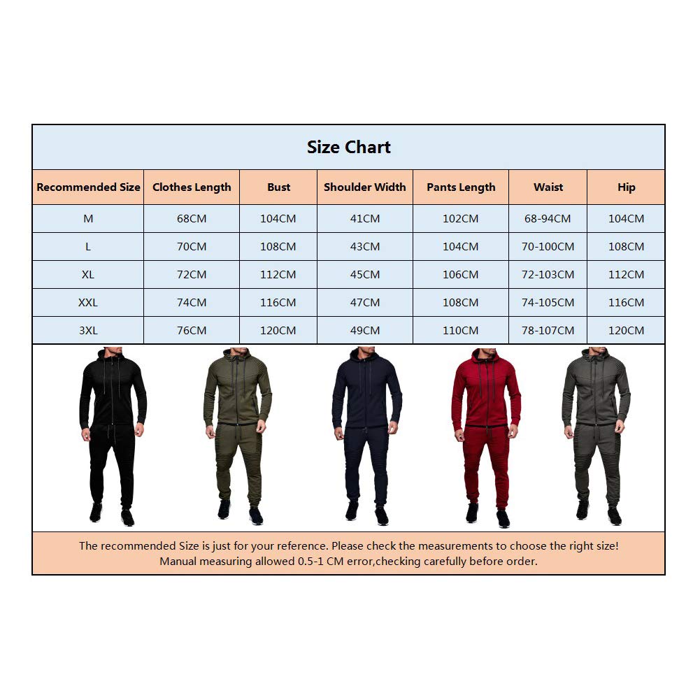 amropi Conjunto de Chándal para Hombre Chandal de Jogging Sudadera con Capucha y Pantalones