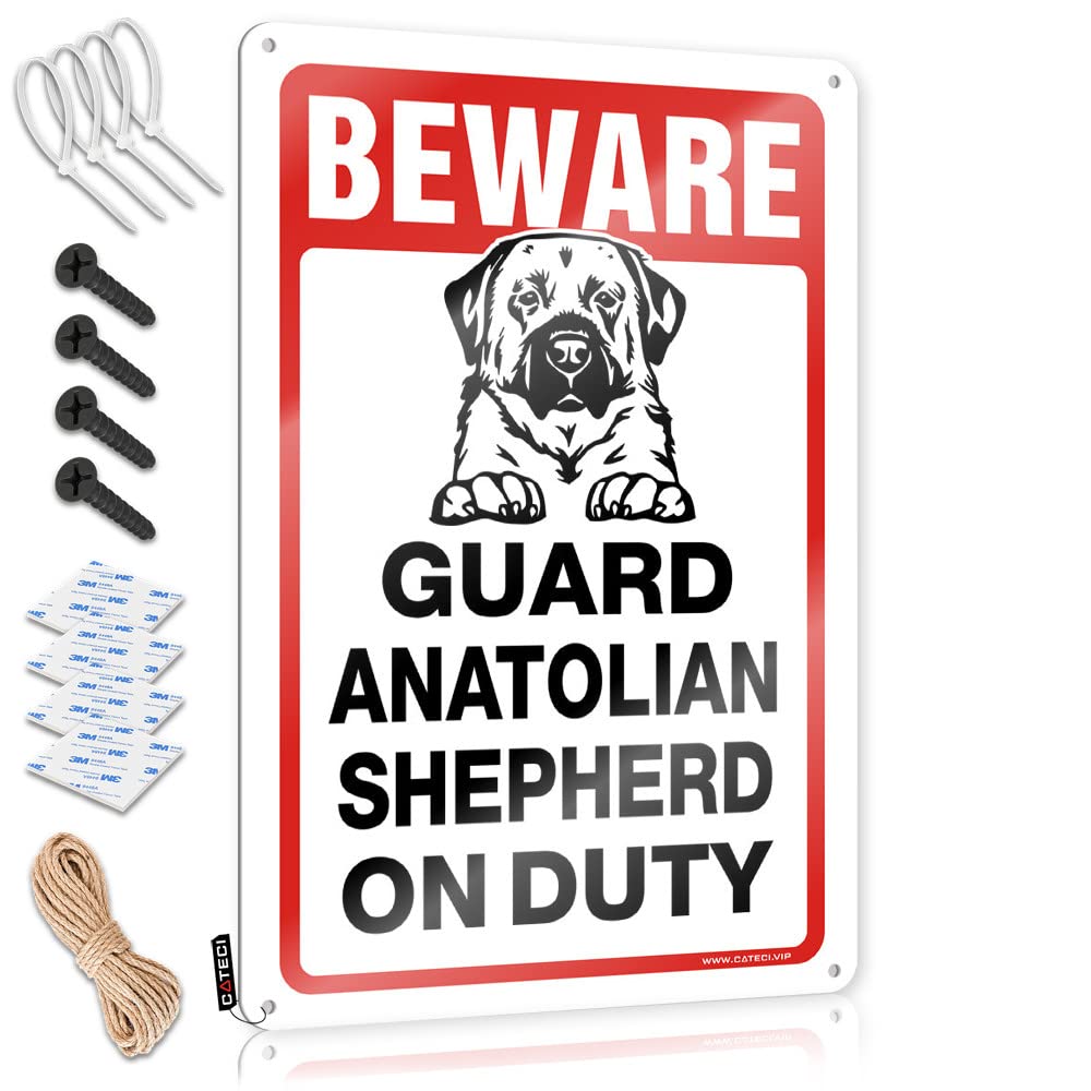 Haves Sweet Retro Wall Decor - Beware! Guard Anatolian Shepherd On Duty Simple Metal Wall Art Ready To Hang For House(30X40CM)