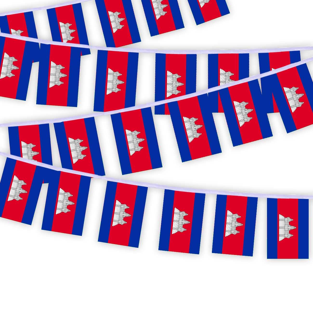30 PCS Cambodia Flag String,32 FT Cambodian Decor Bunting,Decoration Banner for Outdoor Indoor Patio Yard Decor — image 1