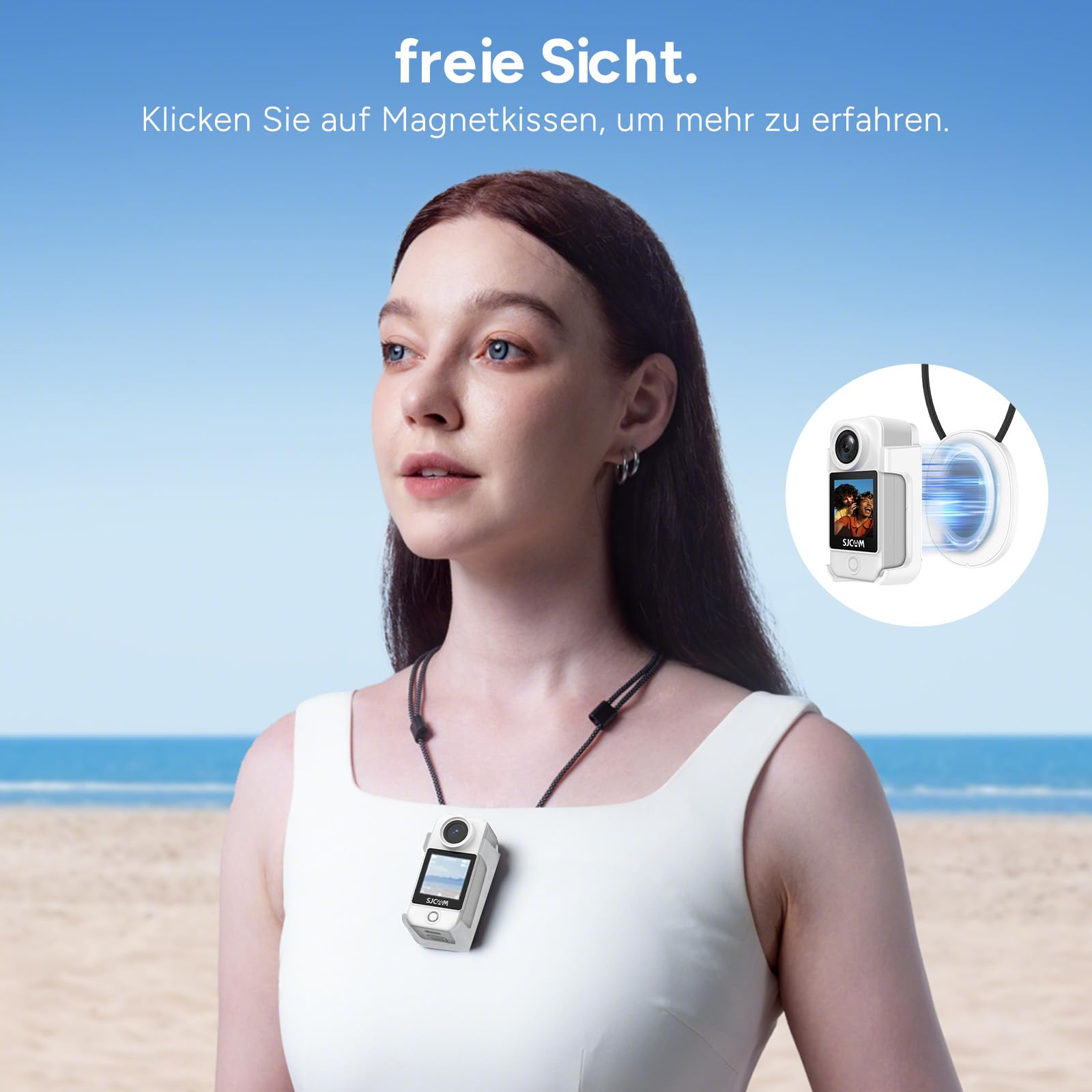 SJCAM C300 vlogging camera,Action Cam 4K con Stabilizzazione 6-Assi,7Ore di Autonomia,Doppio Schermo Touch, Impermeabile 30M, Grandangolo 154° Microfono Integrato e Scheda 64GB Inclusa(Bianco)