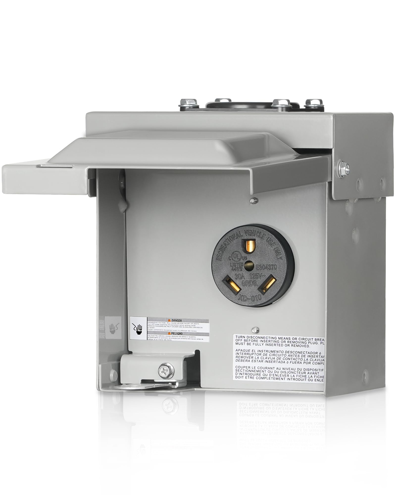 30 Amp RV Power Outlet Box, 125V NEMA TT-30R RV Outlet, Weatherproof Outdoor Electrical Box with Receptacle Panel, Enclosed Lockable Power Box for RV Camper Trailer, ETL Listed H02OB06