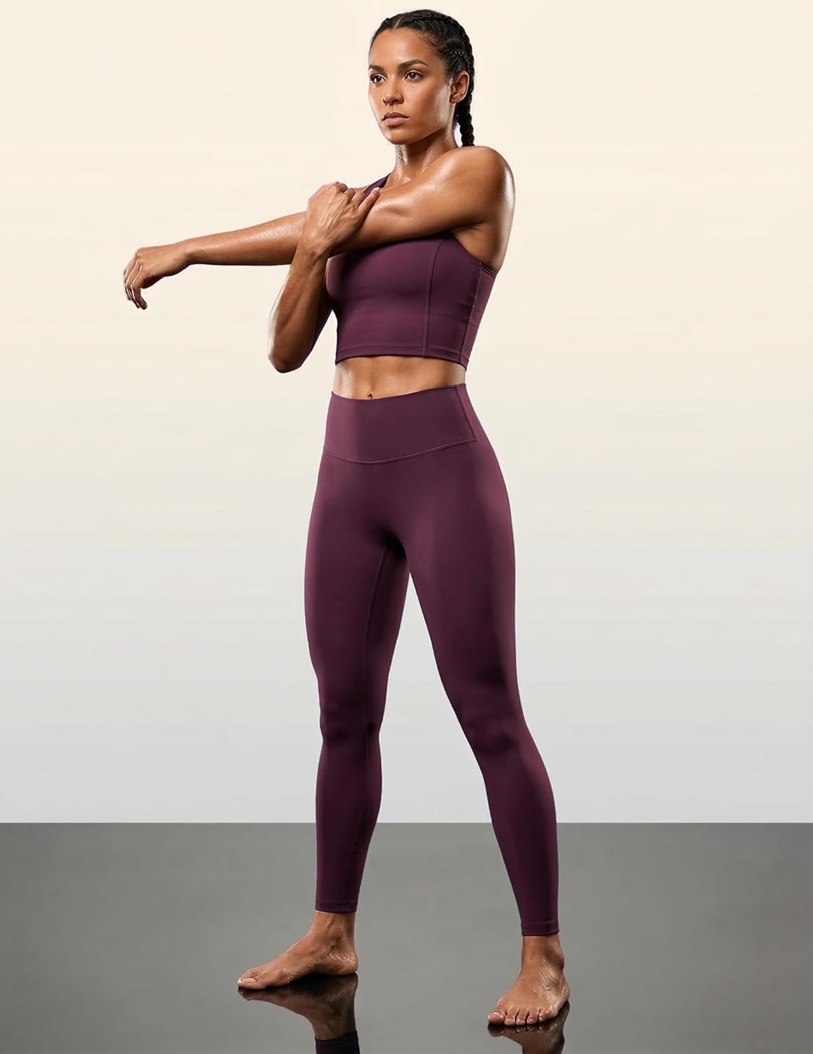 Womens High Waisted Scrunch Butt Yoga Pants No Front Seam Workout Leggings 25'' Tummy Control Athletic Gym Pants