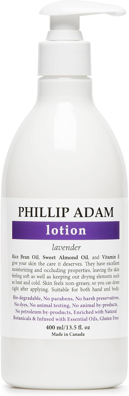 Phillip Adam Lavender Body Lotion – Infused with Rice Bran Oil, Sweet Almond Oil and Vitamin E – Nourishing and Moisturizing – 400 ml