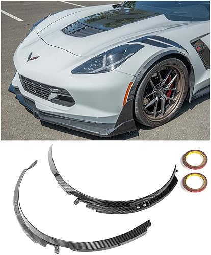 Miniatura 1 de Extreme Online Store - Juego de 2 guardabarros de fibra de carbono para Chevrolet Corvette C7 Z06 Z07 diseño de flauta de labios