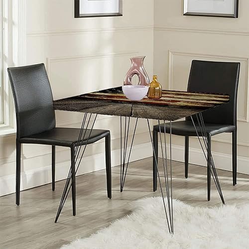 Miniatura 4 de ESFVRG United - Caleta cuadrada con bandera americana vintage sobre tablones de madera, borde elástico, se puede limpiar para interiores y