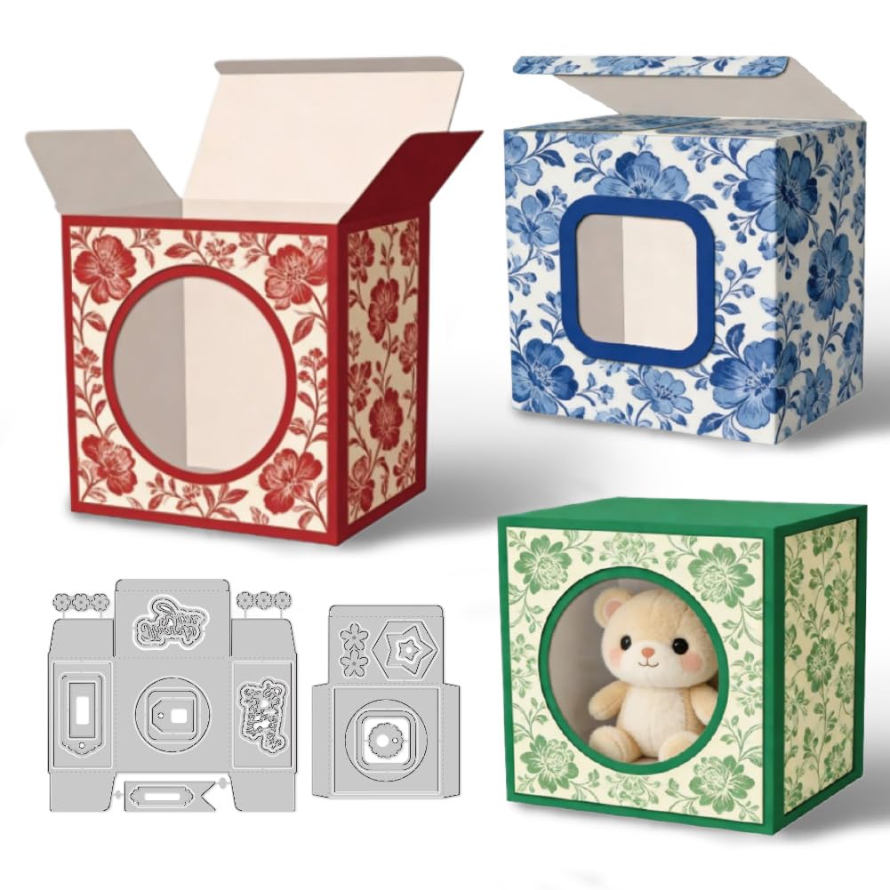 DELORIGIN 3D Product Display Box Metal Cutting Dies Gift Box Die Cuts Carbon Steel Stencils Scrapbooking Embossing Template for Greeting Invitation Card Making Festival Birthday Party Gift Package