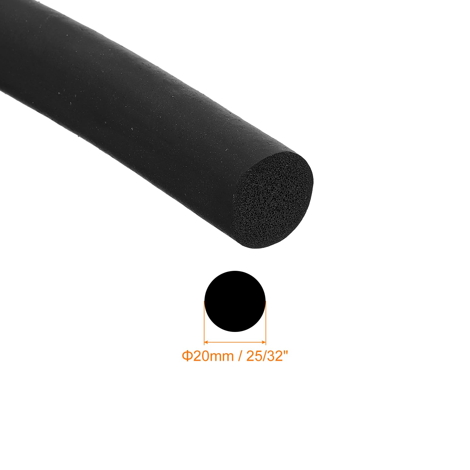 QUARKZMAN Bande d'Étanchéité en Mousse Caoutchouc, Diamètre de 20mm (25/32") de 2 Mètres de Long en Caoutchouc EPDM Rond pour Joints DIY Tampons Tubes en Mousse