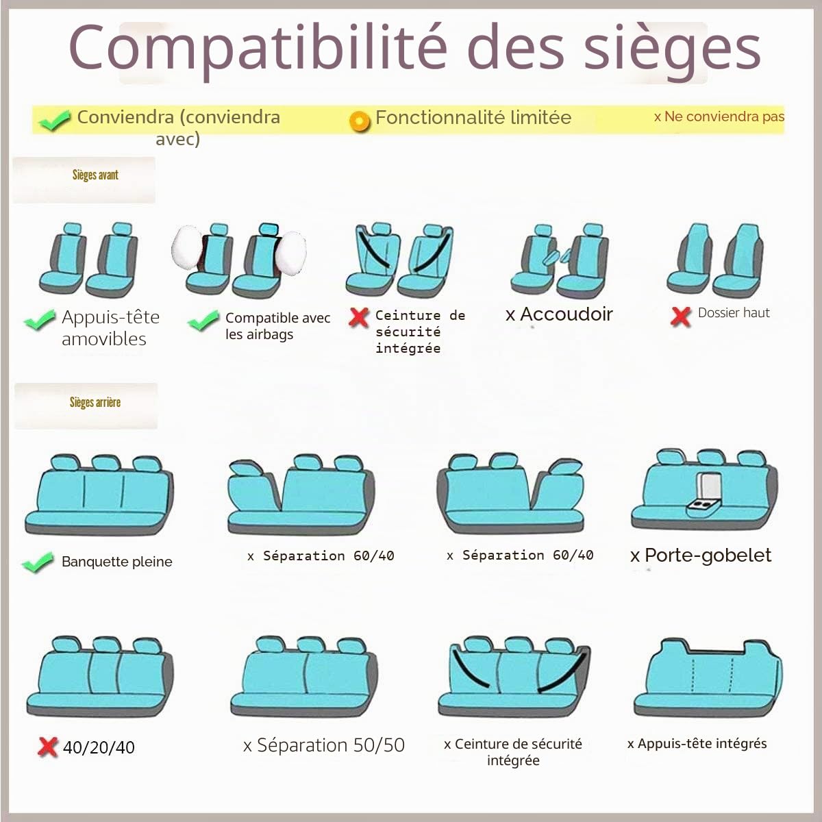 Flying Banner Universal Beige Polyester Tissu Housses De Siege De Voiture Ensemble Complet
