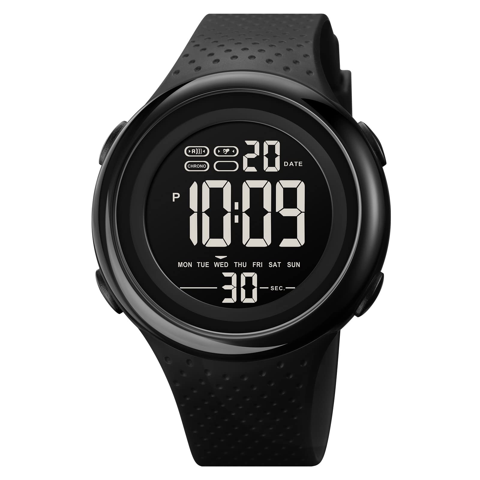 SKMEI Polyurethane Men Digital Led Screen Large Face Sports Wrist Watch Electronics Military Watches Waterproof Alarm Stopwatch Back Light Outdoor Casual Black Dial Watch - 1856 ,Black Band (B0BR526JKJ) Amazon Price History, Amazon Price Tracker