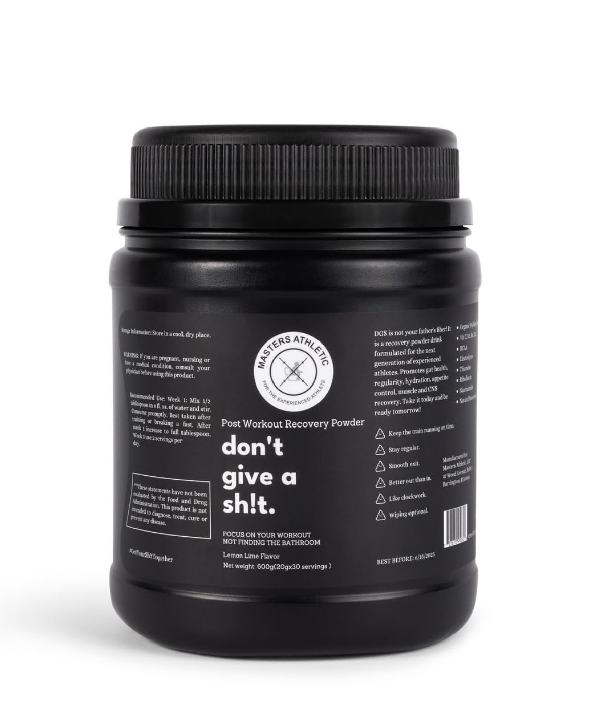 Don't give a... DGS Lemon Lime Fiber Post Workout Recovery Powder BCAA for Men & Women Electrolytes high Intensity Workout Vitamins Supplement Citrate Intermittent Fasting 30 Servings
