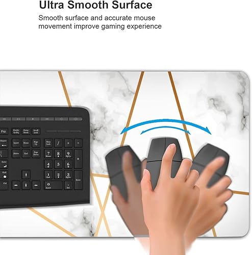 Miniatura 3 de Alfombrilla de mouse geométrica de mármol dorado para juegos XL, alfombrilla de escritorio larga extendida, accesorios de mesa para juegos y