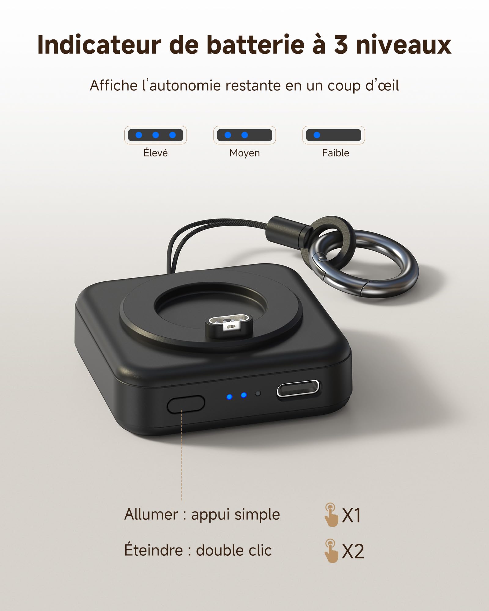 Chargeur portable pour montre Garmin, chargeur 1200mAh pour Garmin Vivoactive 6 5, Fenix 8 7X 6, Venu 3s 3 2, Instinct 3 2, Forerunner 165 265 965, Approach S70 S62 S50 S44, Epix Pro 2, Tactix 8 7