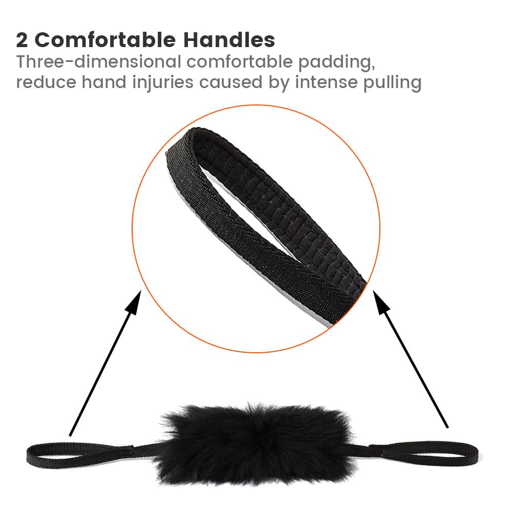 HOWGO Giocattolo per cani – Doppio manico per cani Bungee Chaser Toy 100% pelle di pecora, odore di pecora, giocattolo per tutte le razze (arancione, grande)