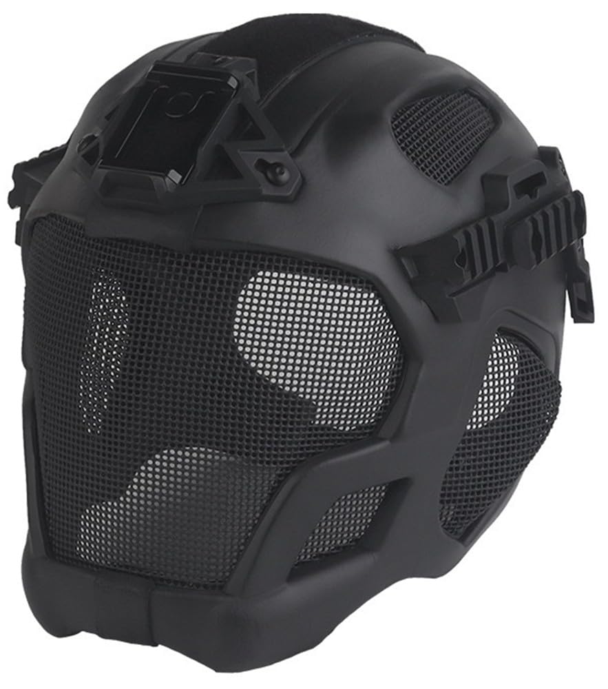 DEJIN Tactical Full Face Protective Helmet, Airsoft Paintball CS BBS Helmet Full Face Mesh Mask One-piece Helmet Adjustable Outdoor Hunting Tactical Gear