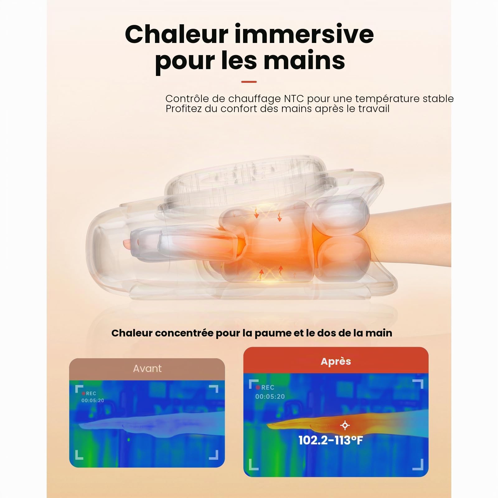 BOB AND BRAD Masseur de Mains avec Chaleur et Compression, Appareil de Massage sans Fil Portable du Syndrome du Canal Carpien, Relaxation à Domicile ou au Bureau pour Femmes, Cadeaux Hommes, Parents