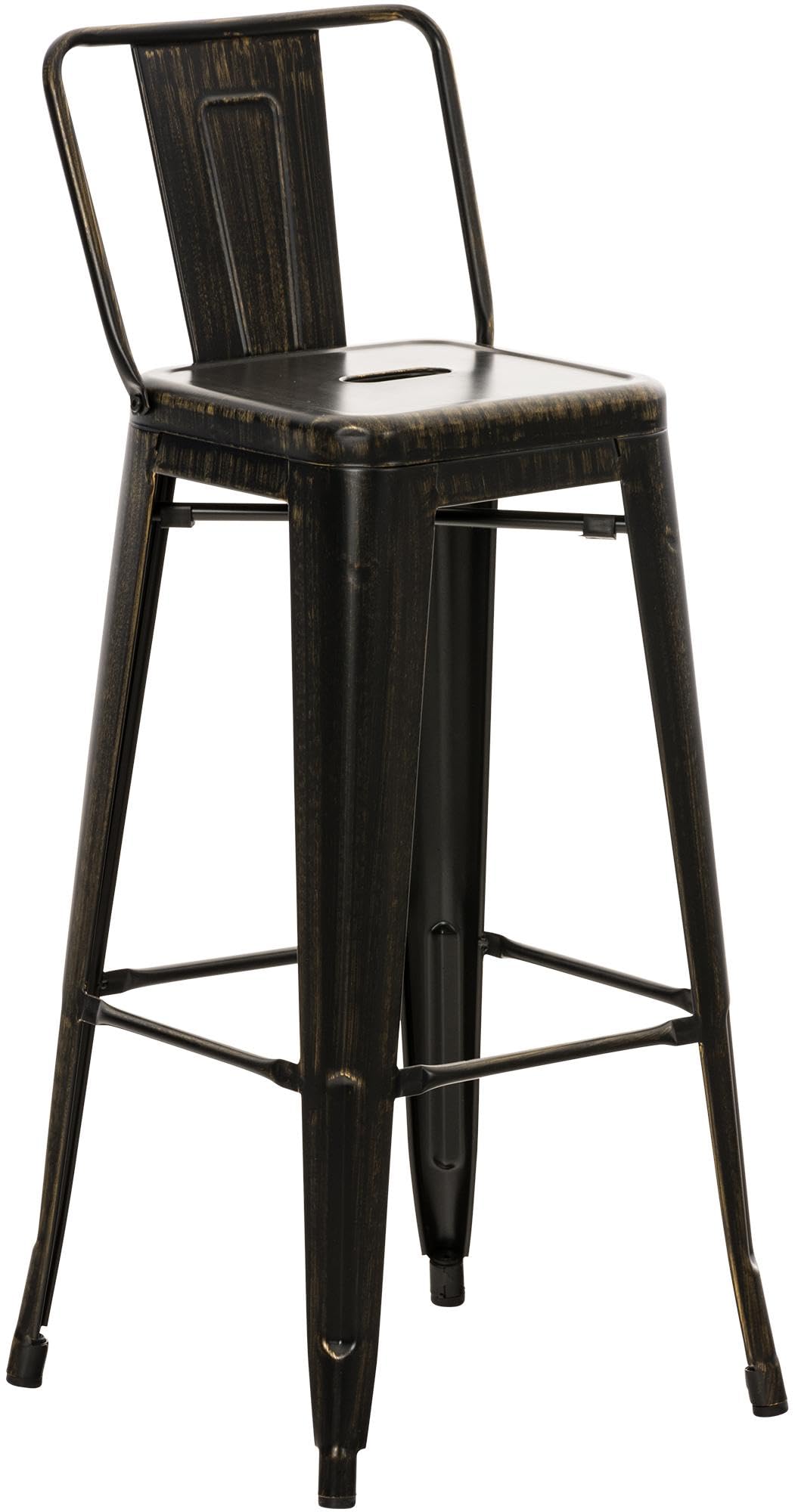 CLP Sgabello da Bar con Schienale in Stile Industriale Mason, con Schienale e Poggiapiedi, Sgabello da Bar con Schienale, Colore:Nero/Oro