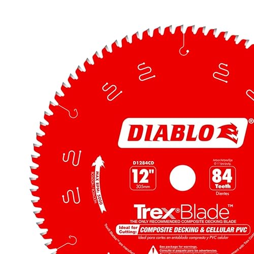 Miniatura 3 de Diablo TrexBlade - Hoja de sierra para compuestos y plástico, diámetro de 12 pulgadas, 84 dientes MTCG, eje de 1 pulgada, corte de .102 pulgadas,