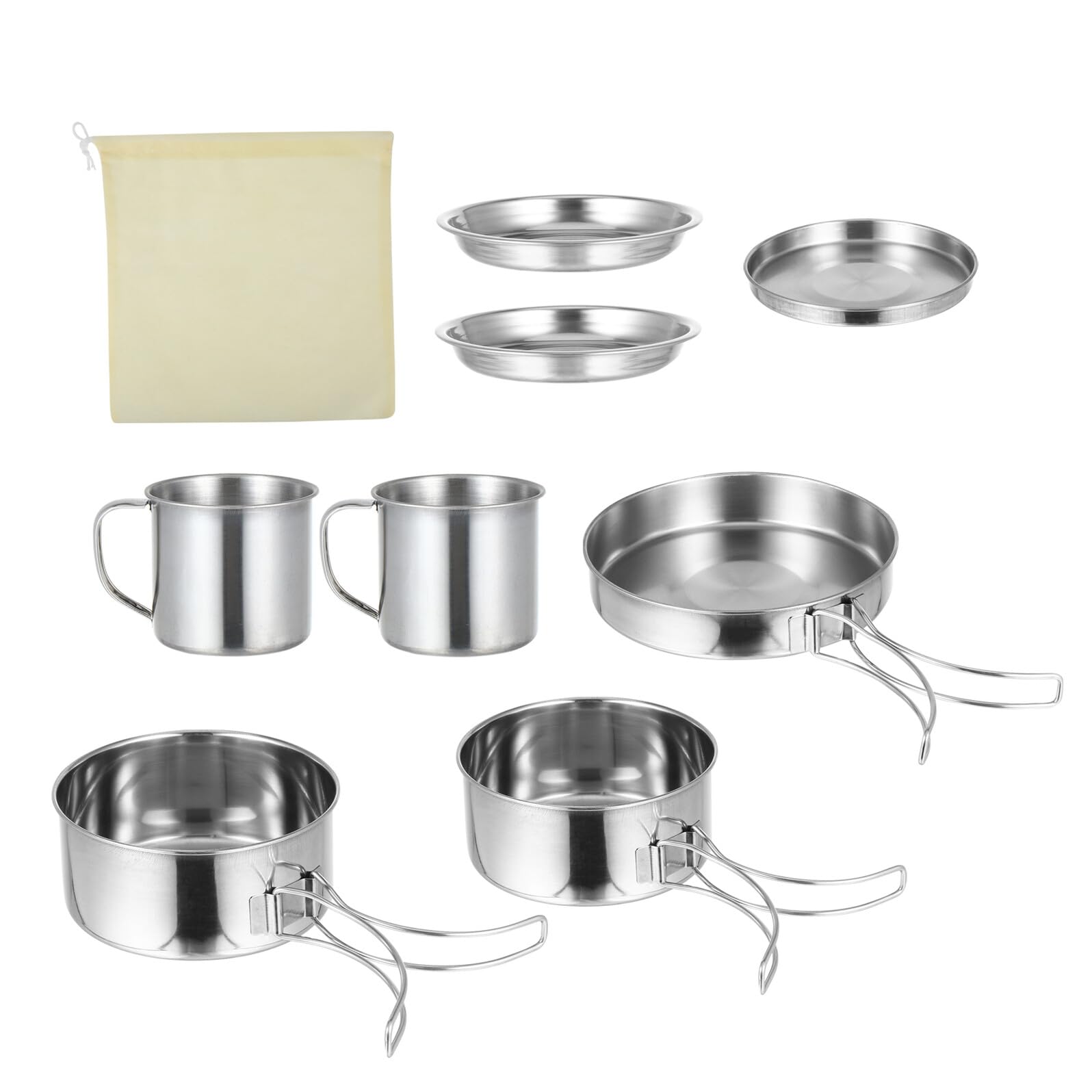 Mipcase 8 Piezas De Utensilios De Cocina De Acero Inoxidable Para Acampar Equipo De Camping Utensilios De Cocina Para Acampar Accesorios De Camping Kit De Ollas Esenciales Equipo