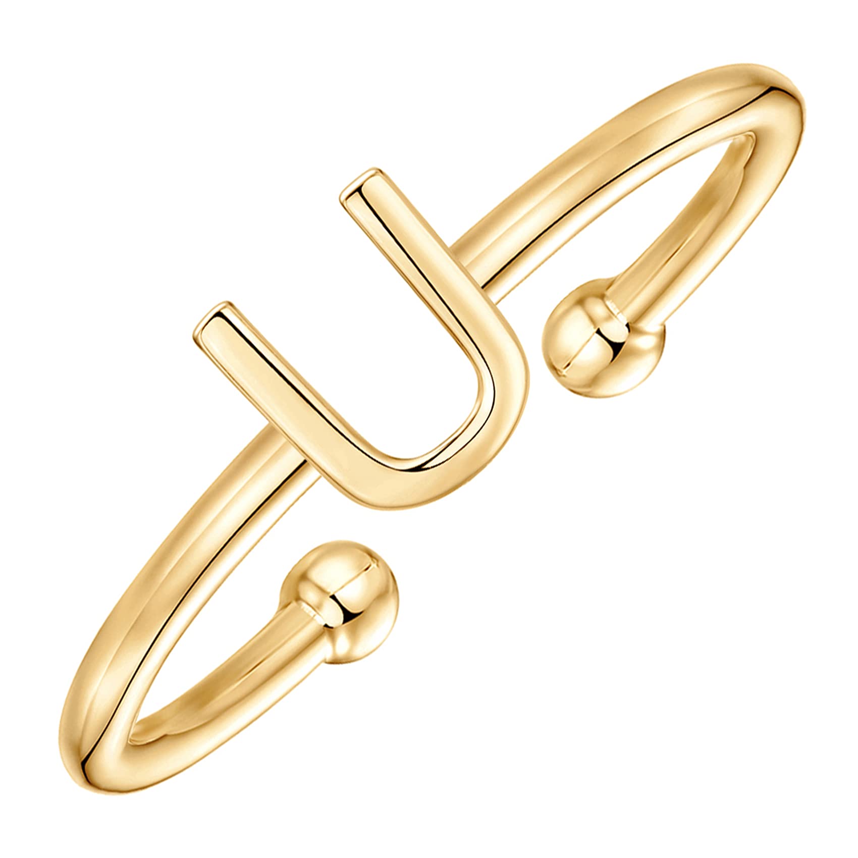 PAVOI14K Gold Plated Initial Letter Adjustable Ring for Women - Thin Initial Band - Dainty Fashion Jewelry Gifts