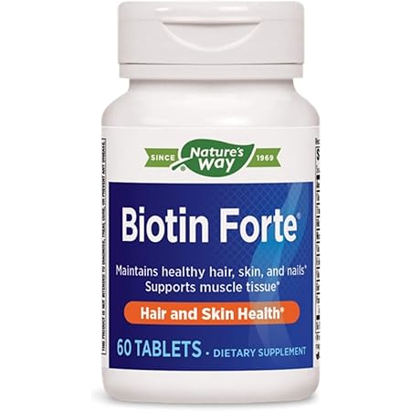 Nature's Way Biotin Forte 5 Milligrams Without Zinc 60 Tablets. Pack of 2 bottles