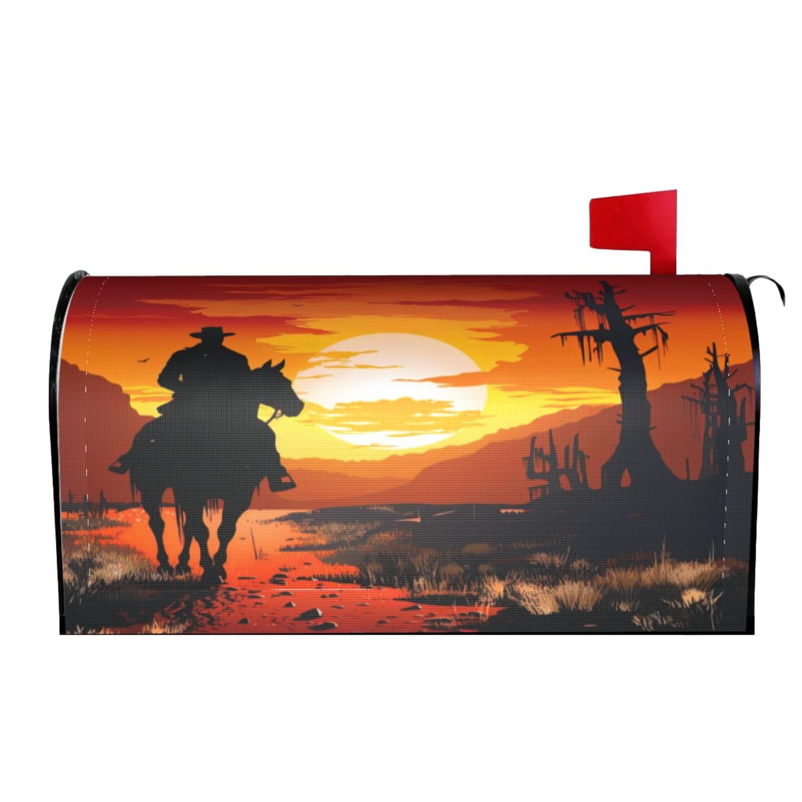 Wild West American Desert Cowboy On Horse 04 Mailbox Covers Magnetic Wraps Post Letter Box Cover Garden Home Decor