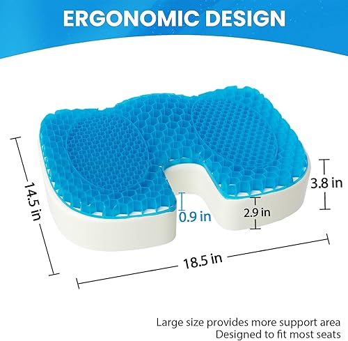 Miniatura 5 de Cojín de asiento de gel y cojín de asiento de espuma viscoelástica, almohada cómoda con soporte de presión para silla de oficina, asiento de