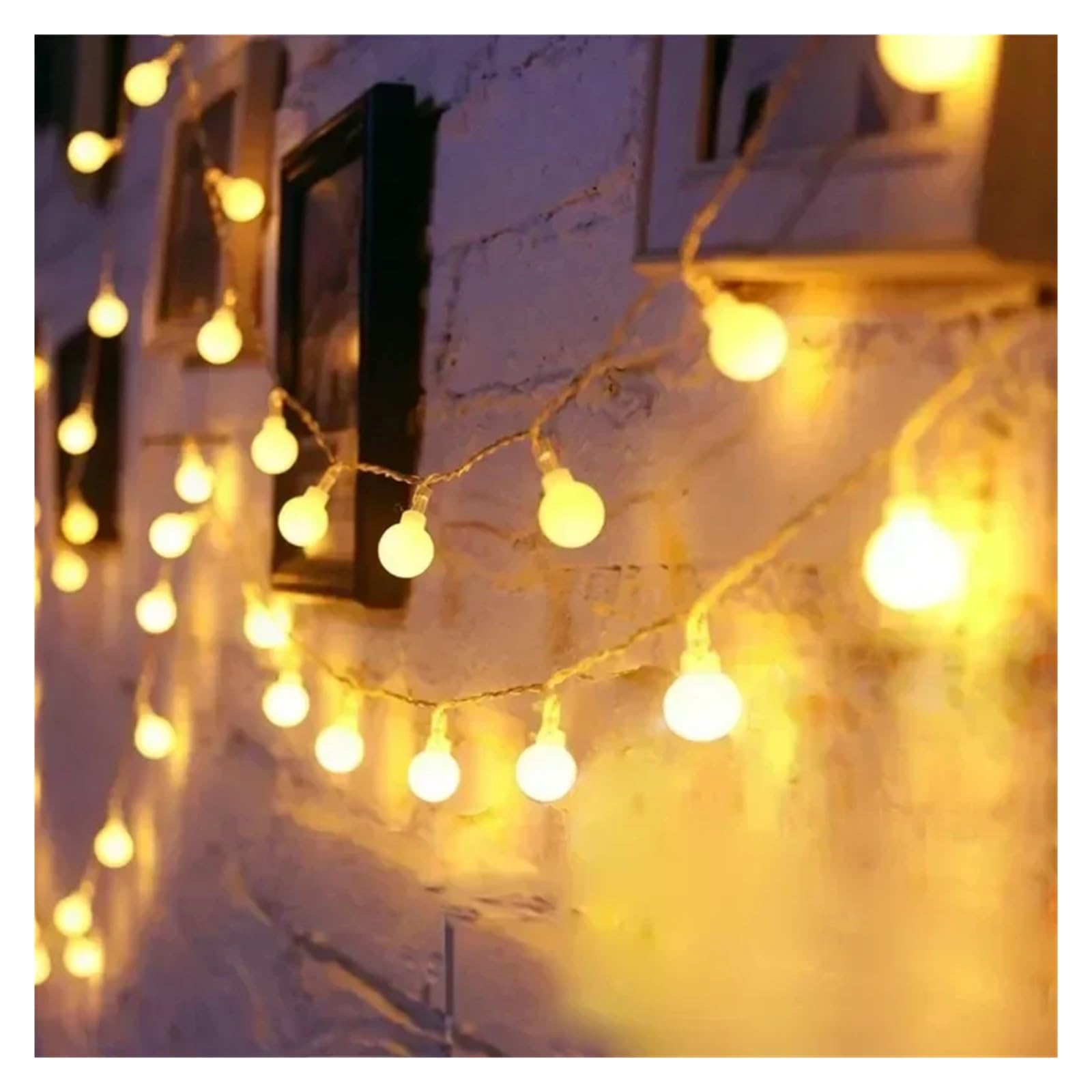 Weihnachtsbaumlichterketten, 12 m lange Lichterkette mit Kugeln, mehrfarbig, for Kränze, Schlafzimmer, Hochzeiten, Camping, Weihnachtsdekoration(White Smart,USB-12M)
