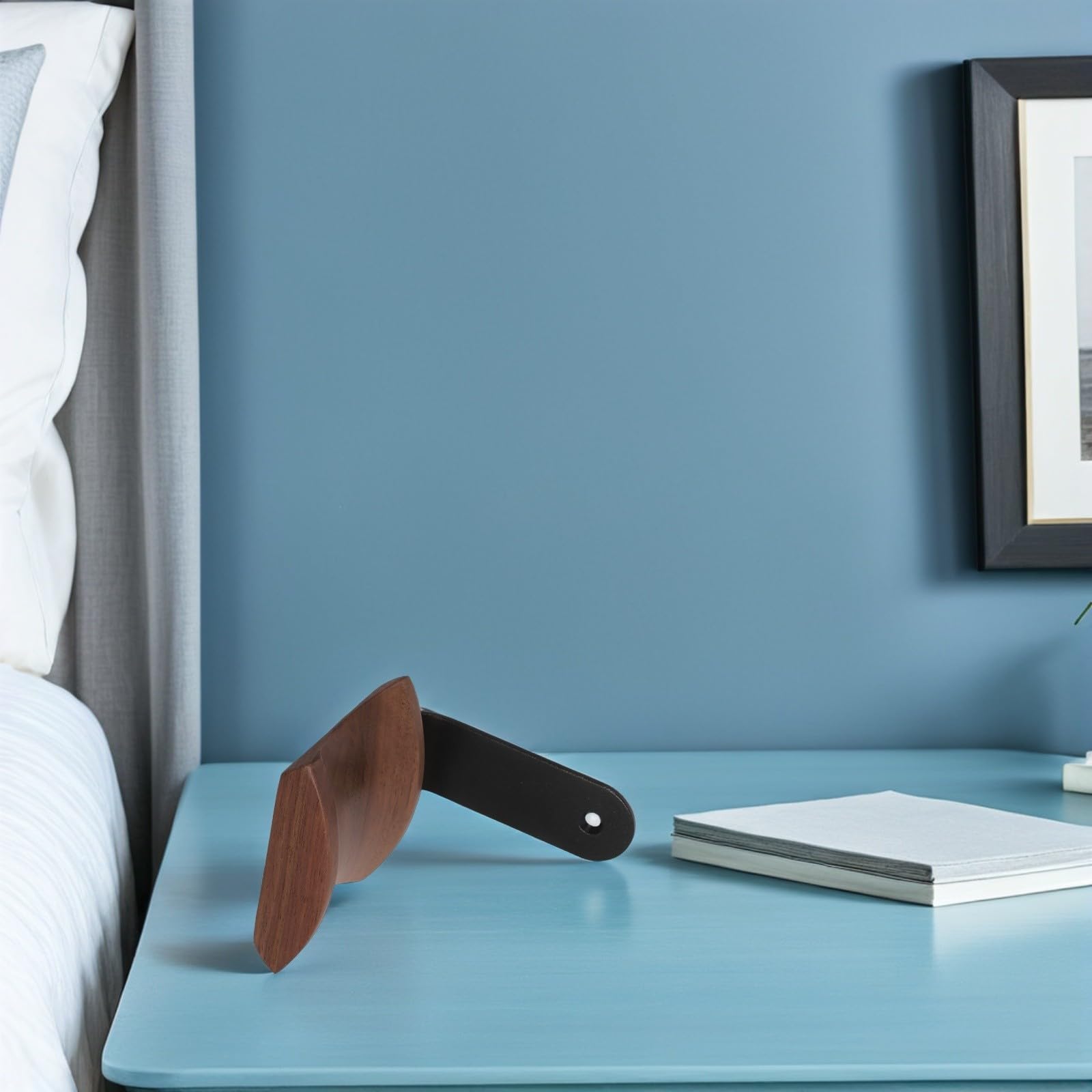 Soporte para Auriculares Colgador de Pared de Madera de Nogal, Gancho Instalación Fácil para Oficina y Espacio de Trabajo Moderno