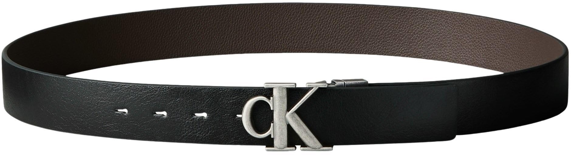 Calvin Klein Męskie paski CK BUCKLE TUMBLED 35 MM ADJ/REV LV04D7049G, CZARNY (czarny/CK ciemnobrązowy/antyczne srebro), 100, Czarny (czarny/Ck ciemnobrązowy/antyczne srebro), 100