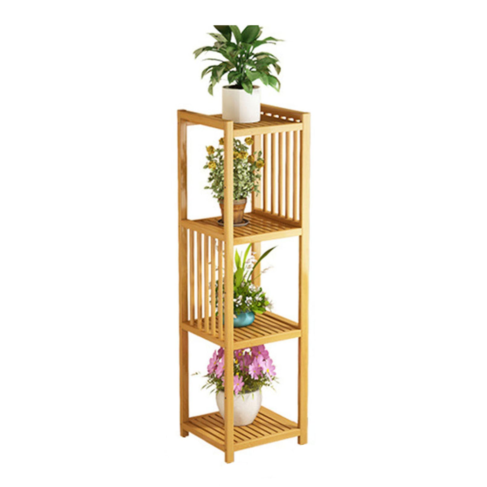 Support à plantes d'intérieur à roulettes en bois : étagère échelle 4 niveaux facile à déplacer