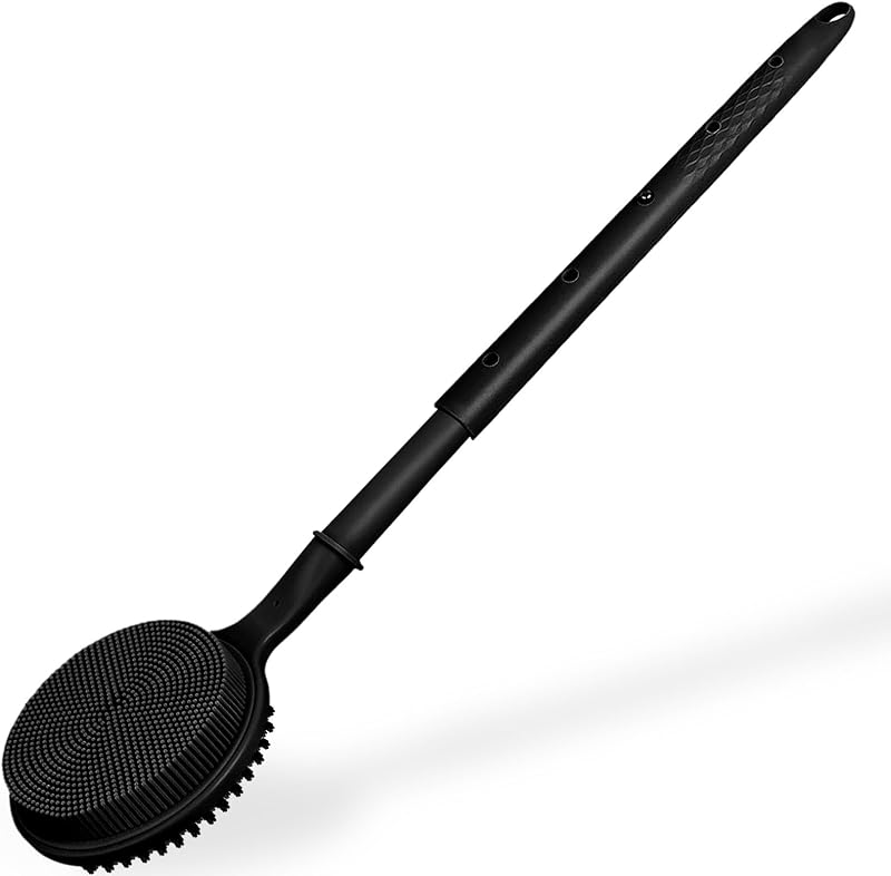 Escova para banho CAMENDE com cabo ajustável e duas faces, preta