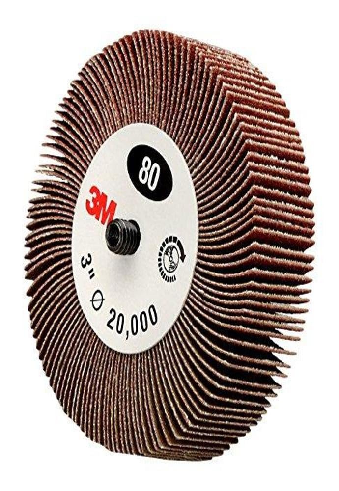 Cubitron II 3M 14607 Flap Wheel Type 84 244D, 3" x 1" x 1/4-20 External 60 X-Weight, Rayon Cloth Backing, Aluminum Oxide, Abrasive Grit, 1" Width (