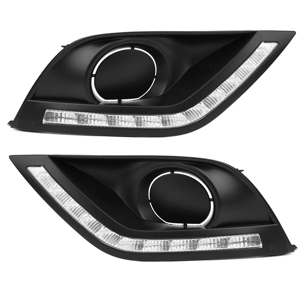 Car Fog Light,Waterproof LED Daytime Running Lights 2 Color Fog Lamp Compatible for Almera Latio Sunny Versa 14?17