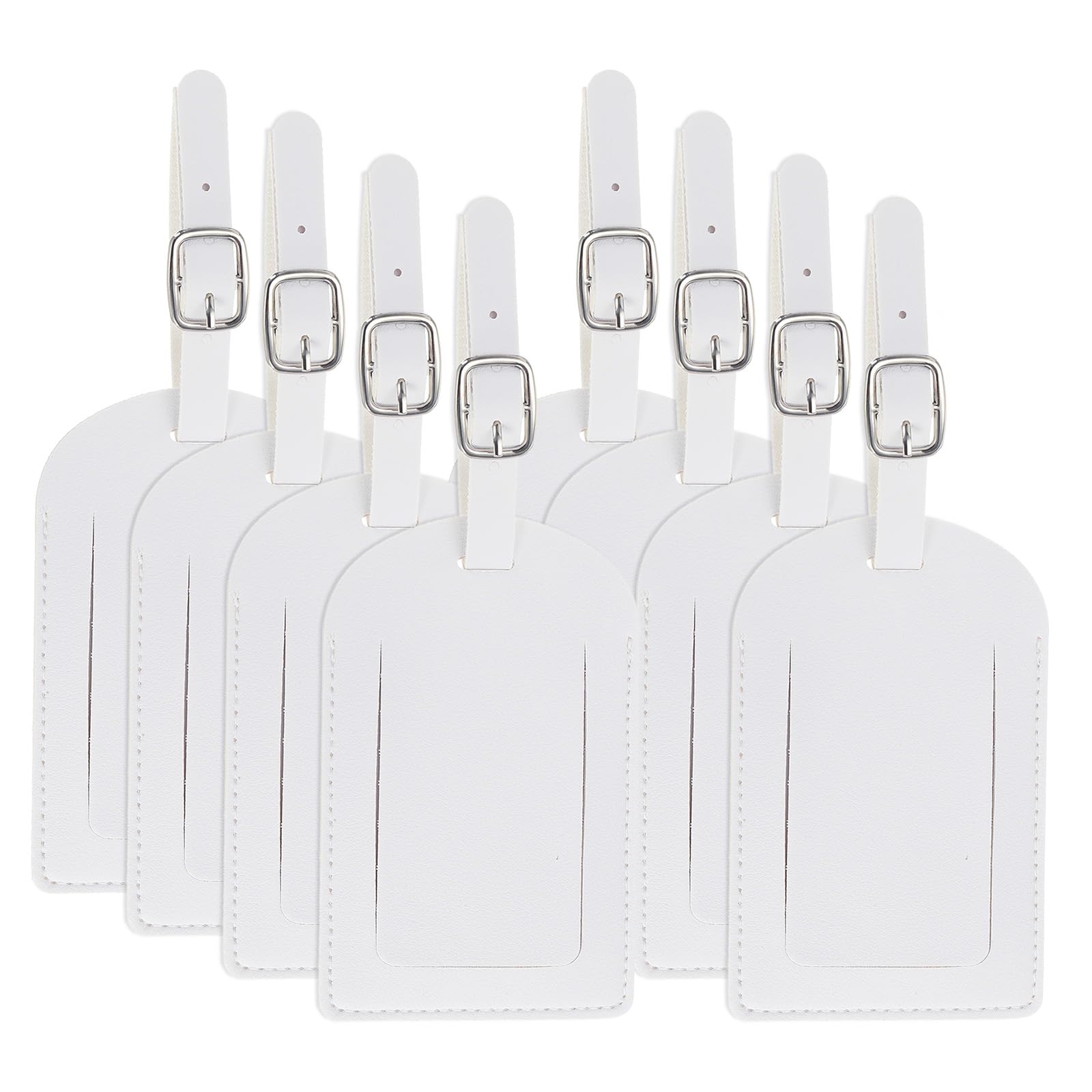 PATIKIL Leather Luggage Tag Top-Open, 8 Pcs Luggage Tags Cute Pu Bag Label Suitcase Name Labels for Suitcases Accessories Airplane Travel Essentials,