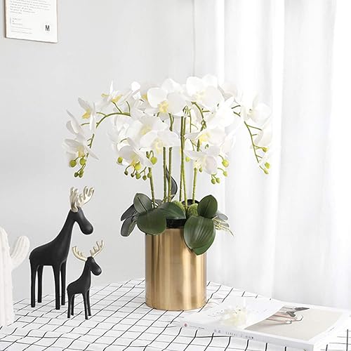 Miniatura 4 de FagusHome 6 piezas de flores artificiales Phalaenopsis con 6 paquetes de hojas de orquídea artificial, plantas tallo para decoración del hogar