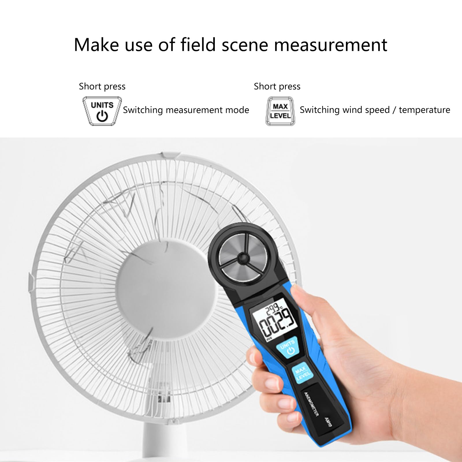 Handanemometer Windgeschwindigkeits CFM Messgerät Windgeschwindigkeitsmesser Luftströmungsmesser Luftströmungsmessung Strömungsmesser Luftströmungsmesser