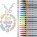 18 Farben Magische Stifte Double Line Pen Outline Stift, Magic Pens Wasserfest Glitzer Zweizeiliger Stifte Schnelltrocknend Permanent Marker für Malen, Steine, Geschenkkarte, DIY Fotoalbum, Scrapbook