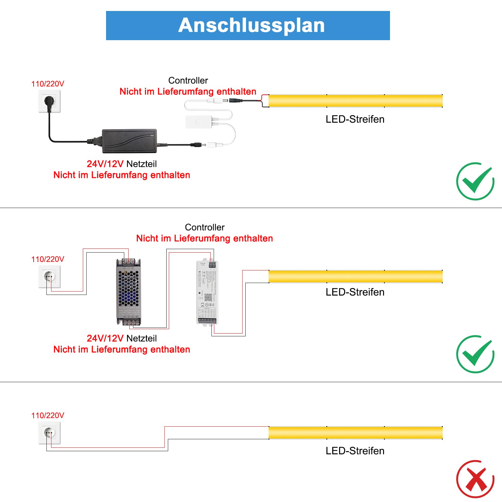 Striscia LED da 24 V, 3 mm, giallo dorato, 400 LED/m, luce ambiente calda, ultra sottile e flessibile, elevato volume di luce a basso consumo, facile da montare (alimentatore non incluso)