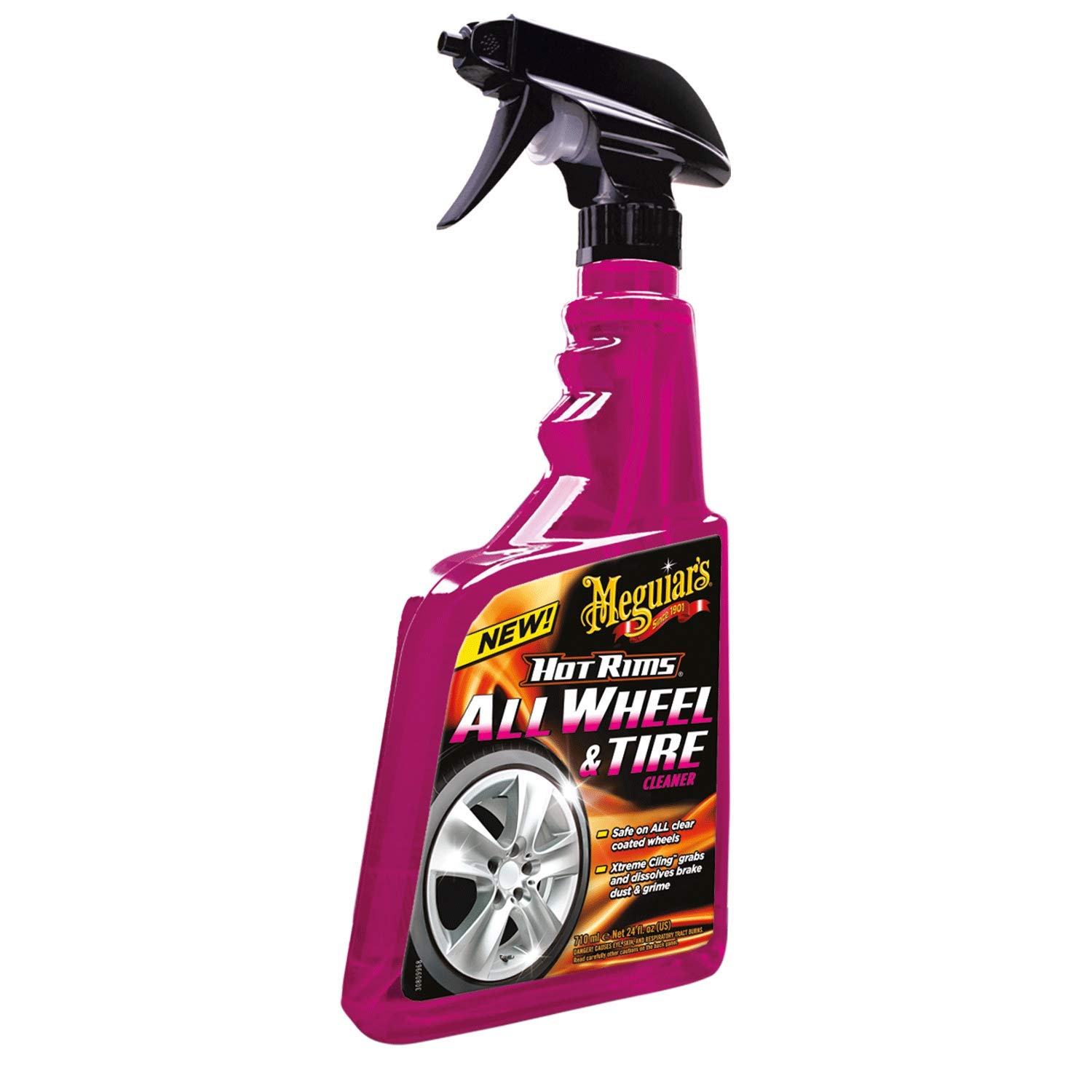 Auto Felgenpflege & Reifenpflege Set | Meguiar's: Hot Rims Felgenreiniger - Endurance High Gloss Reifenglanz - Felgenbürste - Trockentuch | optimale Reinigung für Alufelgen - frischer Glanz für Reifen
