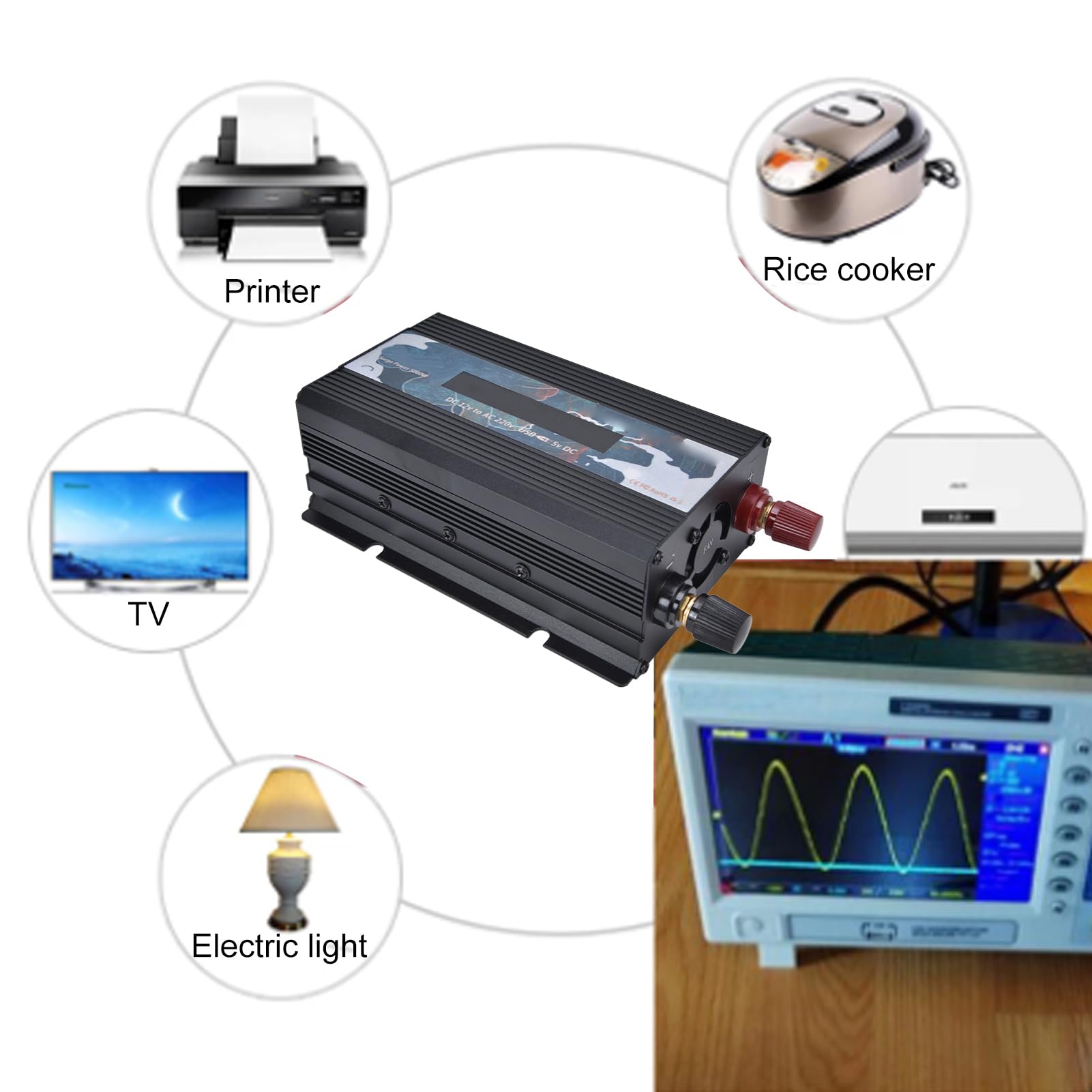 Przetwornica mocy czystej fali sinusoidalnej 3000 W, przetwornica DC 12 V do 220 V AC z zasilaczem samochodowym i konwerterem zasilania AC do domu, samochodu kempingowego, ciężarówki