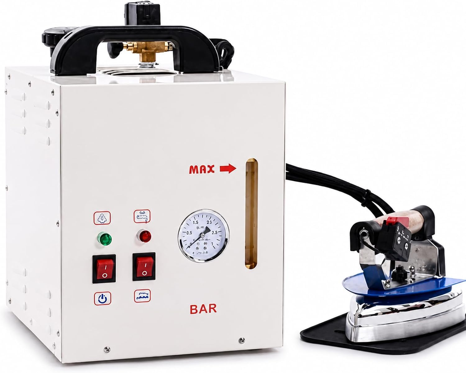 Żelazko parowe 1600 W z żelazkiem 900 W, zbiornikiem 4 l, regulowaną temperaturą do użytku profesjonalnego i domowego