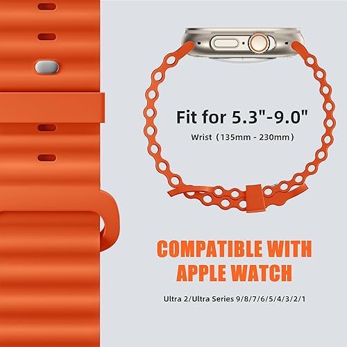 Miniatura 3 de Paquete de 4 correas Ocean compatibles con Apple Watch Ultra Band de 1.929 in 1.772 in 1.732 in 1.654 in para hombres y mujeres, correas de silicona
