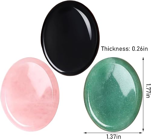 Miniatura 4 de Paquete de 2 increíbles piedras preciosas de cristal para la ansiedad y la preocupación del pulgar para meditación del estrés, artículos de alivio