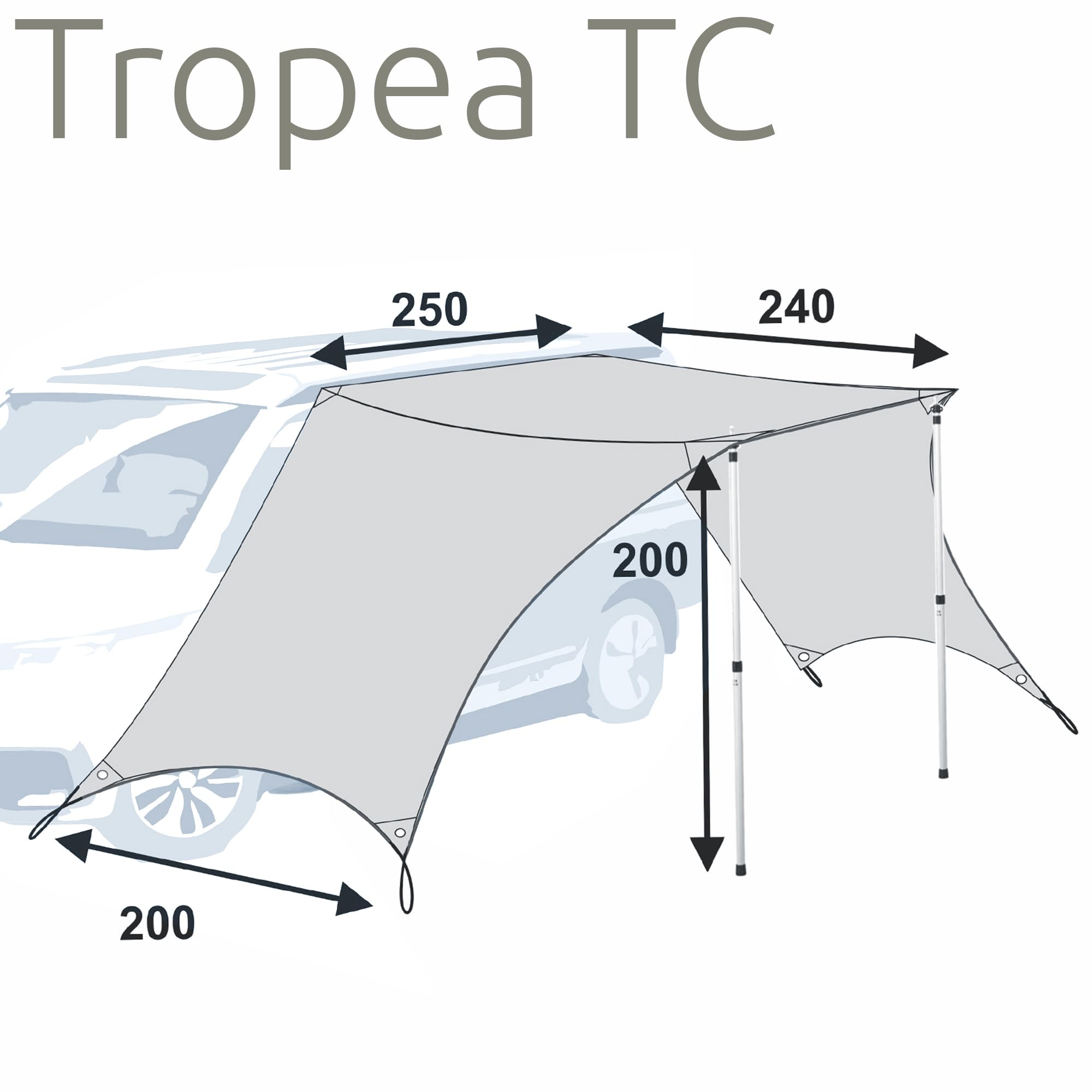 your GEAR Tropea TC Bus Toldo UV 50+ lona de algodón, toldo con paredes laterales para furgonetas y autocaravanas