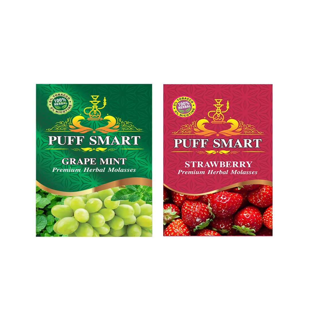 PUFF SMART Premium Herbal Flavor Grape Mint, Strawberry 50GM (Pack of 2) (100% Nicotine and Tobacco Free)�-image-35